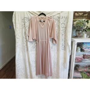 Vintage Disco Drama Jody of California Bat Wing Silky Champagne Dress